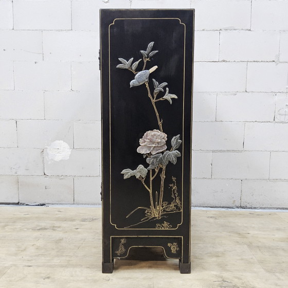 Vintage Chinees Lak Kastje Speksteen, Parelmoer / Vogels En Bloemen / Bohemian Kastje – Opbergkast, Wood (photo 6 of 15)