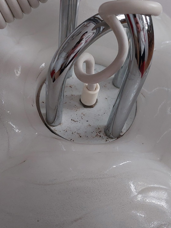 Image 1 of Rara lampada da soffitto regolabile in altezza in acrilico e cromo, disegnata da Gebrüder Cosack per Cristallux.