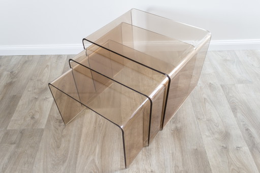 Tables gigognes en plexi - Michel Dumas (attribué) - années 1970 - France