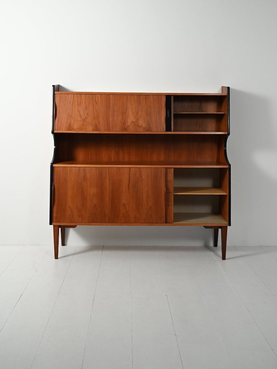 Image 1 of 1950s teak sideboard with display cabinet