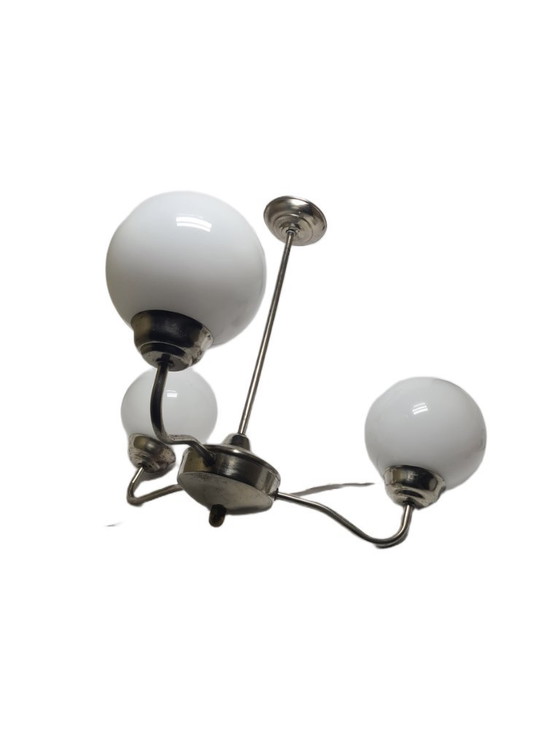 Art Deco Style Chandelier, Poland, 1960s – Glass, Metal (photo 4 of 10)