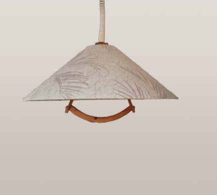 Vintage Domus Pendelleuchte aus der Mitte des Jahrhunderts – hanglampen, Textile, Wood (photo 2 of 5)