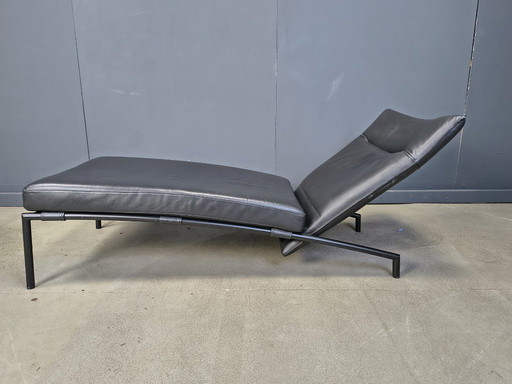 Vintage black leather chaise longue by Peter Mally for Cor, 1990s