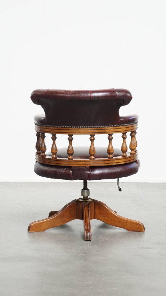 Image 1 of Sedia da ufficio chesterfield regolabile in altezza in pelle di vacchetta rossa