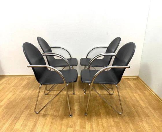 Image 1 of Set di 4 sedie retrò con braccioli, anni '80, Cecoslovacchia