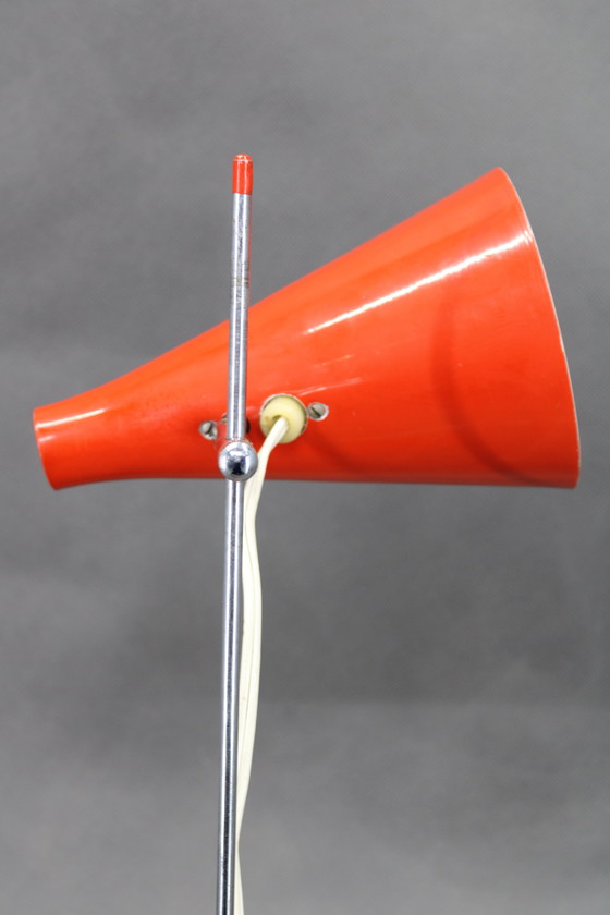 Image 1 of 1960er Josef Hurka Rote Tischlampe für Lidokov, Tschechoslowakei