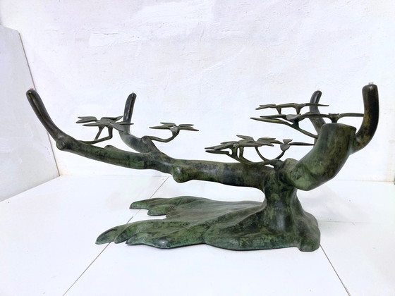 Image 1 of Table basse Willy Daro Bonsai, style Hollywood Regency des années 1970, provenant de Belgique