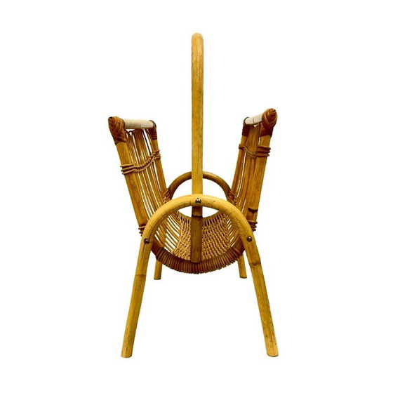 Image 1 of Vintage Wicker Newspaper Rack, Boho/PRL, Franco Albini Style, Italy 1970s