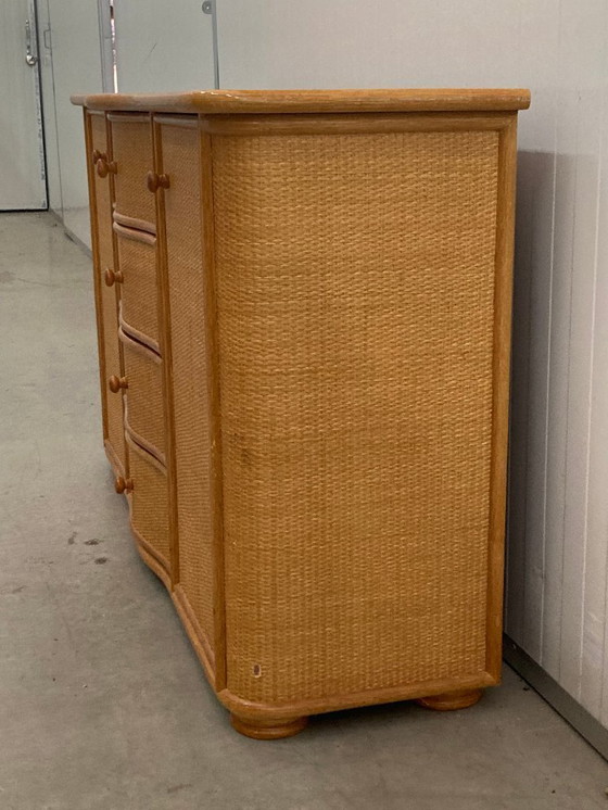Image 1 of Vintage rattan sideboard with curved drawers, 1970s 