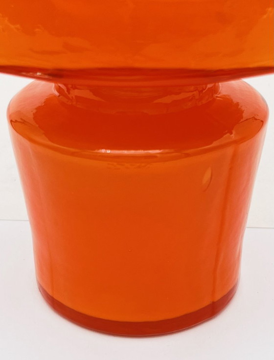 Image 1 of Retro Fans - Vaas - Jaren 60 - Fel Oranje -Fåglavik Glasbruk -Zweden