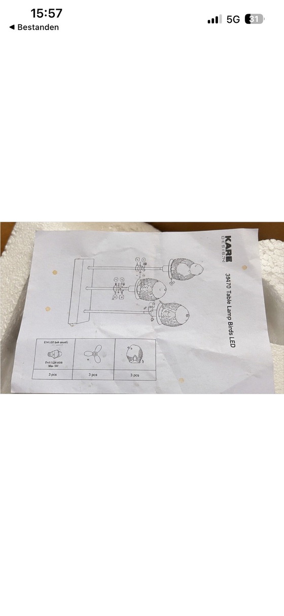 KARE Design Birds LED Tischlampe, neu in Box, Tischlampen, Metall, Kunststoff, Schwarz (Foto 5 von 5)