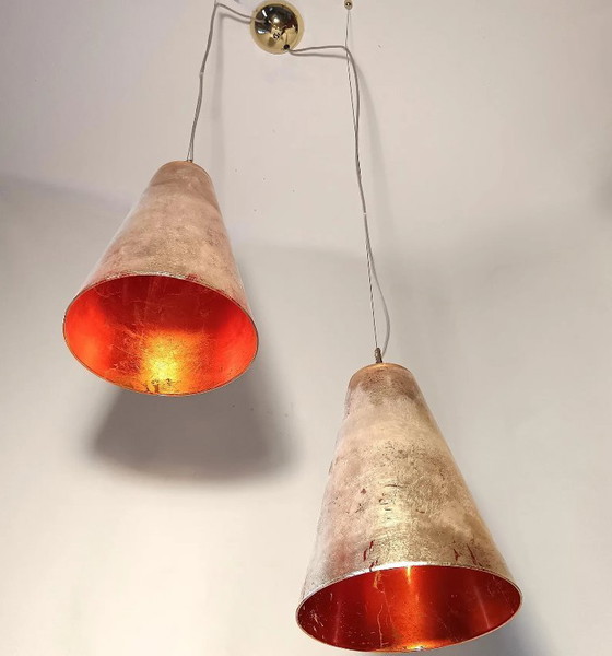 Image 1 of Ceiling Pendant Light (1 of 2), Mid Century Modern, Minimalist, Post Modern, Architectural Lighting, RUGGIU-Italy, Murano Gold G