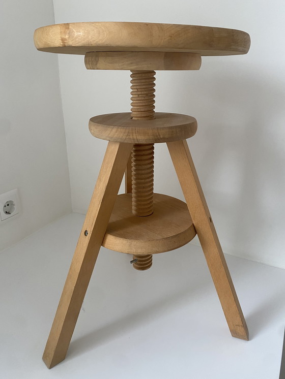 Image 1 of Sgabello da studio vintage di metà secolo - Sgabello da disegno - Sgabello da pianoforte