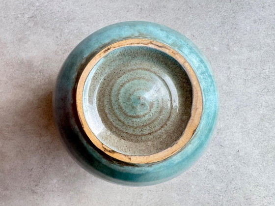Image 1 of Vintage turquoise Wim Visser voor Sphinx keramiek vaas