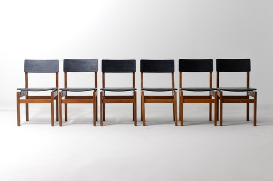 Mid-Century Set van 'Abstracta' stoelen van Jos De Mey – Eetkamerstoelen, Leather (photo 4 of 15)