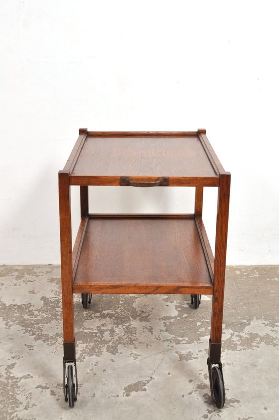 Image 1 of Vintage eiken trolley / serveerwagen jaren 50