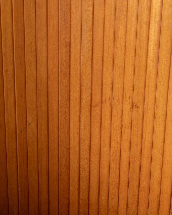 Image 1 of Vintage French Art Deco Pine Tambour Room Divider by Jomain Baumann for Baumann, 1930s