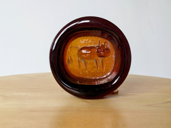 Image 1 of Erik Hoglund Kosta Plato de Cristal | Decoración Gato Ámbar | Midcentury Escandinavo