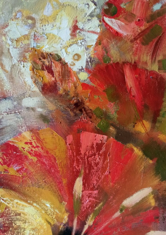 Original Oil Painting Abstract Figurative Girl Flowers Butterfly – Paintings & Drawings, Canvas (photo 7 of 12)