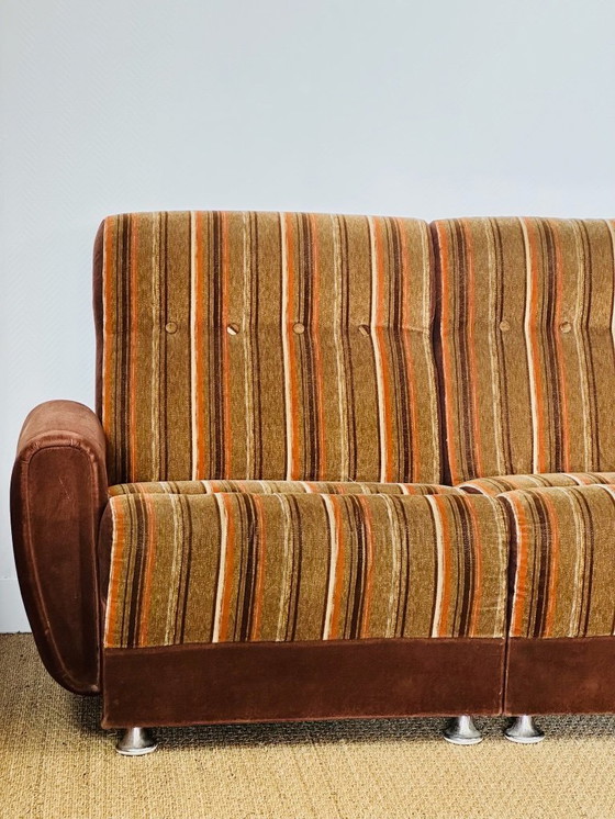 Image 1 of Vintage modulaire fluwelen bank, jaren 70, set van 5