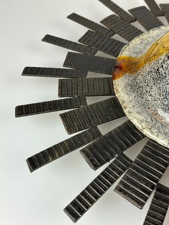 Image 1 of 60s 70s Brutalistische Wandlamp Wandlamp Ijzer & Glas Van Honsel Leuchten