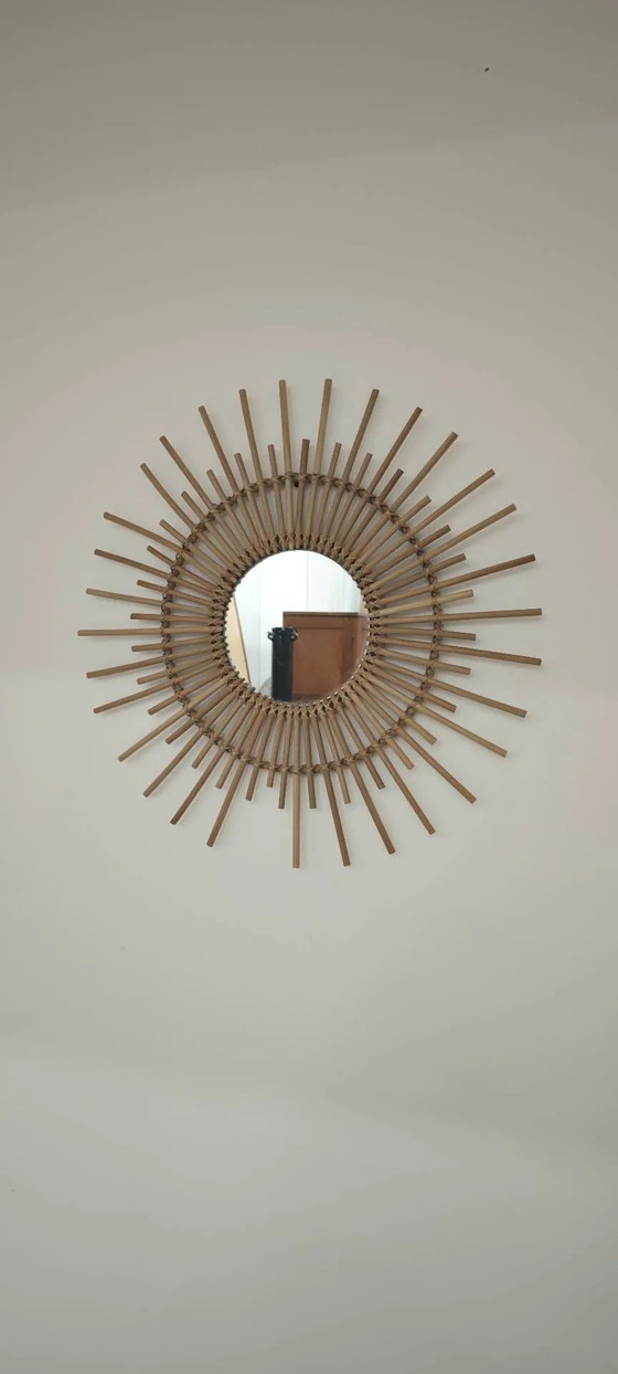Rattan Sonnen Spiegel 1970 – Wicker, Vintage (photo 2 of 15)
