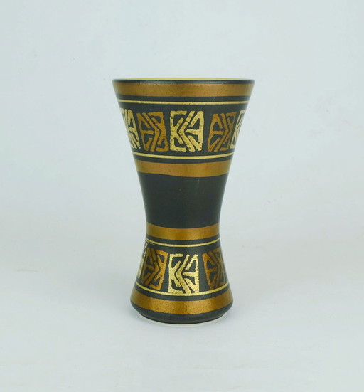 Dumler & Breiden Modernistische Vase aus den 1950er Jahren mit abstraktem Golddekor, Modell 103-18