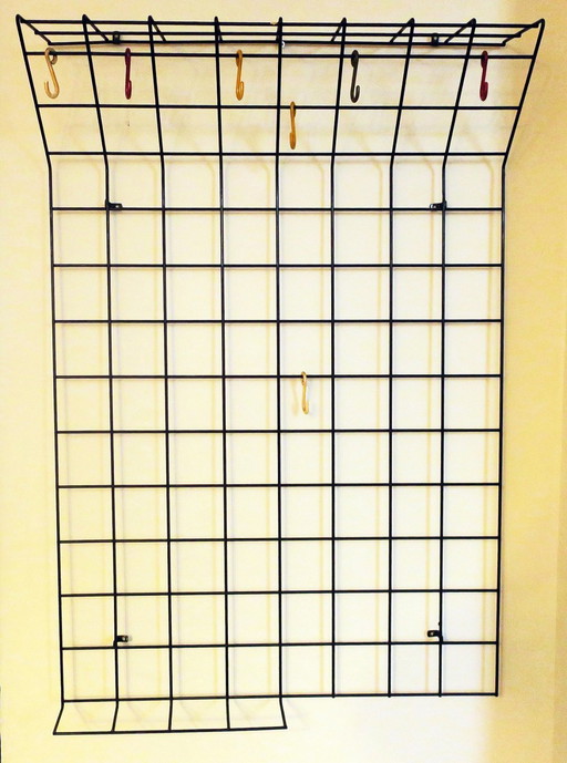 String Metal Wall-Mounted Coat, Hat and Umbrella Rack, 1960s