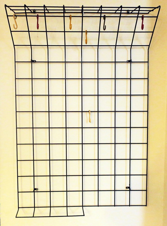 Image 1 of String Metal Wall-Mounted Coat, Hat and Umbrella Rack, 1960s