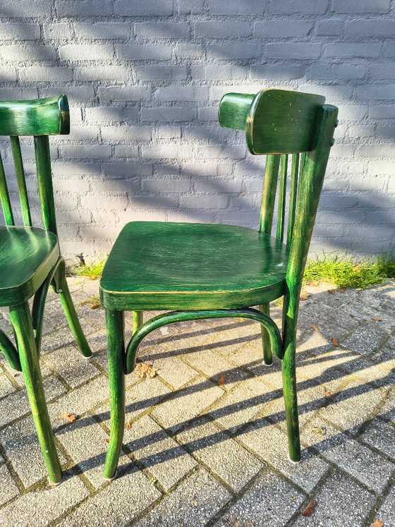 6x Sedie da caffè verdi vintage💚Stile Thonet – Sedie da pranzo, Legno (photo 8 of 10)