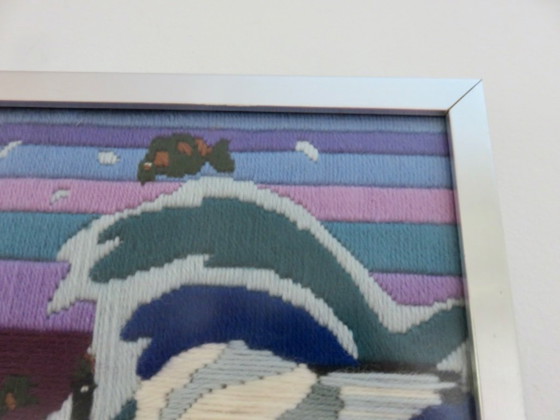 Futuristischer Wollteppich mit Ozean-, Fisch- und Möwenmotiv, 1970 – Wanddekoration, Wool (photo 6 of 9)
