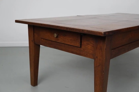 Image 1 of Tavolino da caffè rustico francese in rovere, inizio XX secolo