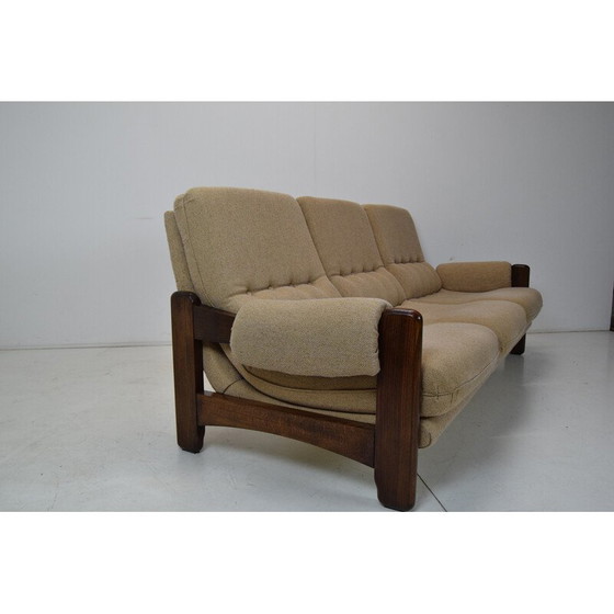 Image 1 of Vintage fabric and wood sofa, Italy 1970s