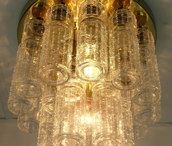 Image 1 of fantástica lámpara de techo glashuette limburg mid century lámpara de techo con 18 tubos de cristal