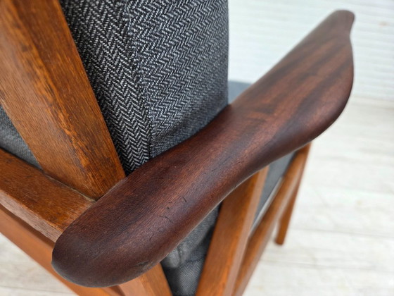 Image 1 of Años 70, pareja de sillones daneses, retapizados, muebles de lana, madera de teca y roble.