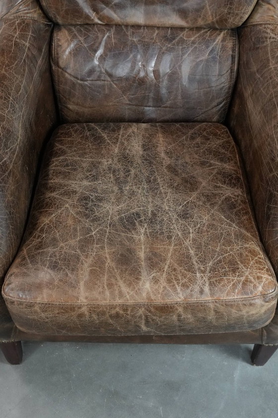 Image 1 of 2x Comfortabele Vintage Rundleren Fauteuil