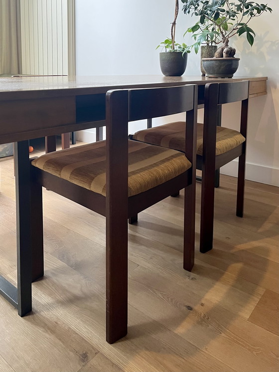 Image 1 of 4x teak vintage brutalist dining chairs