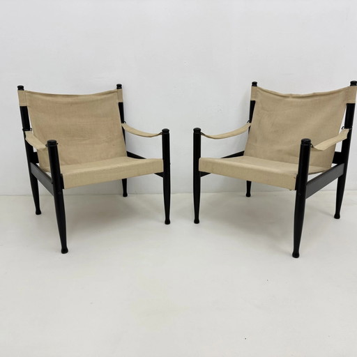 Ensemble de chaises Safari danoises Mid-Century par Erik Wørts pour Niels Eilersen, années 1960