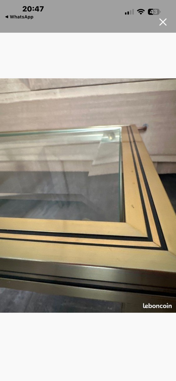 Petite table basse vintage dorée et verre – Style Art Déco – Tables d'appoint, Metal (photo 3 of 5)