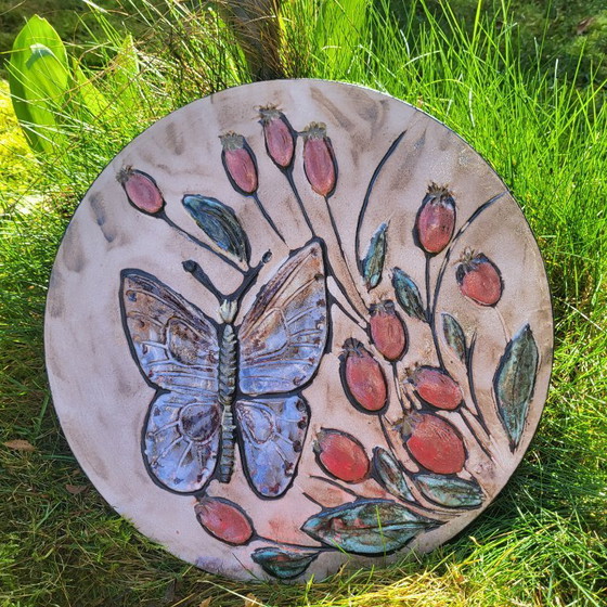 Image 1 of Cornice da parete in ceramica a forma di farfalla, Rusha Art, anni '60-'70