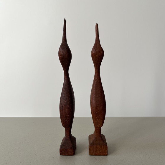 Image 1 of Pair of vintage Scandinavian bird figurines, teak, Sweden, 1960s/70s

