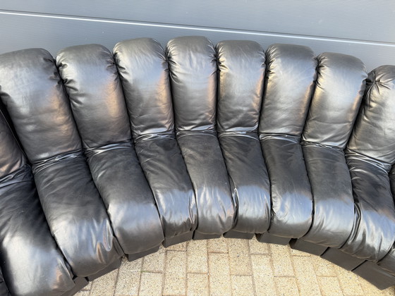Image 1 of De Sede DS600 Snake Tatzelwurm 13-piece set in black leather in top condition!