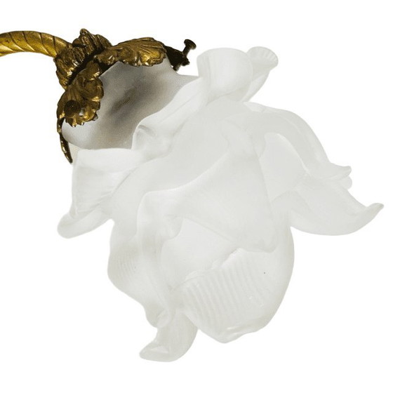 Image 1 of Antique brass Baroque Rococo wall lamp rose 1930s