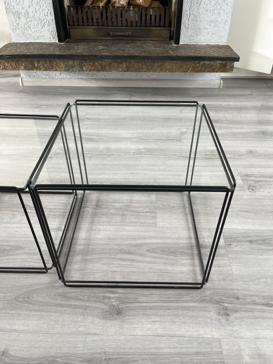 Max Sauze "Isocele" Side Tables – Set of 3 – 1970s – Iron, Glass (photo 3 of 6)