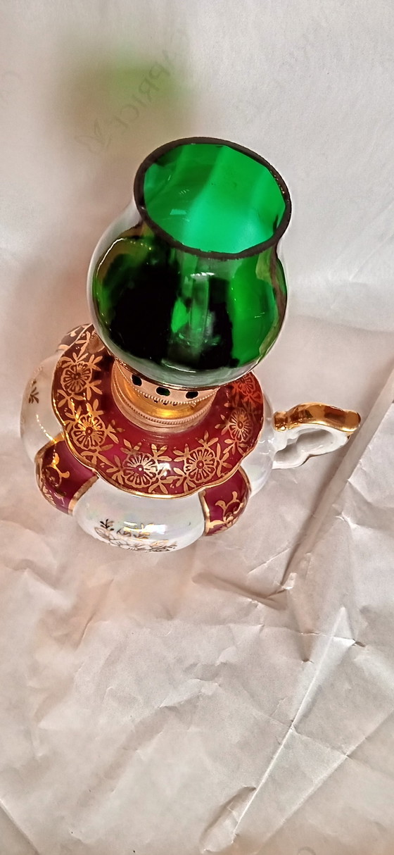 Image 1 of Antica lampada a olio in miniatura in porcellana della manifattura Oscar Schlegelmilch