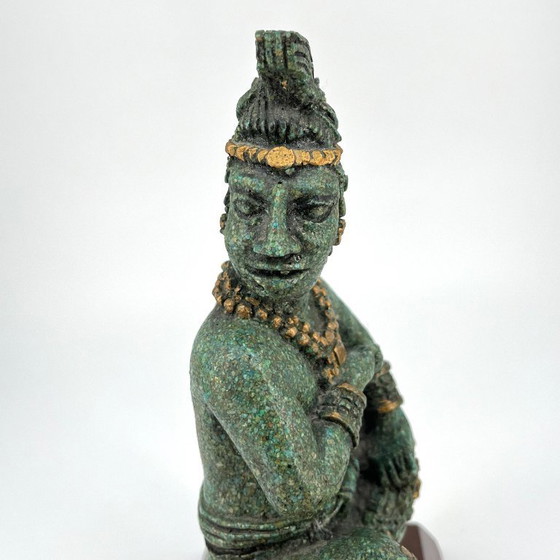 Image 1 of Vintage sculptuur in pre-Columbiaanse stijl – malachietlook (Midden 20e eeuw)
