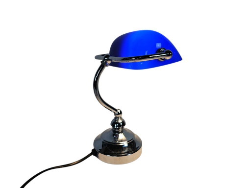 Lampe de banquier - style Tiffany - métal - opaline - années 90