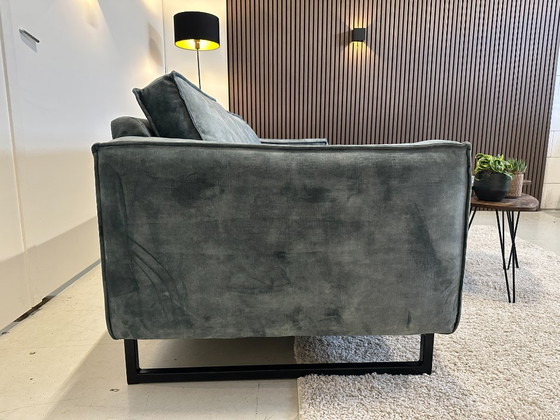 Image 1 of Blue velvet corner sofa 255x160 cm