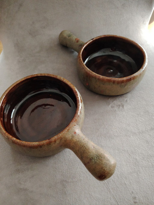 Campo piano Orezza Corsica vintage Keramik Schale mit Griff. Feuerfest