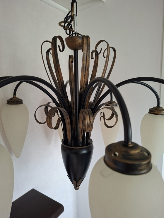 Lampadario italiano a 8 luci – Prodotto in Italia, 2004 – pandana, Lampade a sospensione, Brass, Metal (photo 8 of 15)
